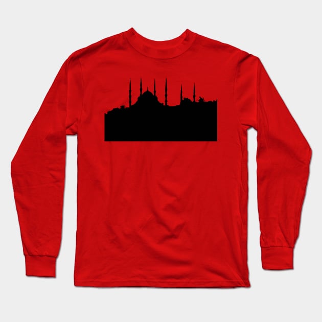 Istanbul Cityscape Silhouette Long Sleeve T-Shirt by taiche